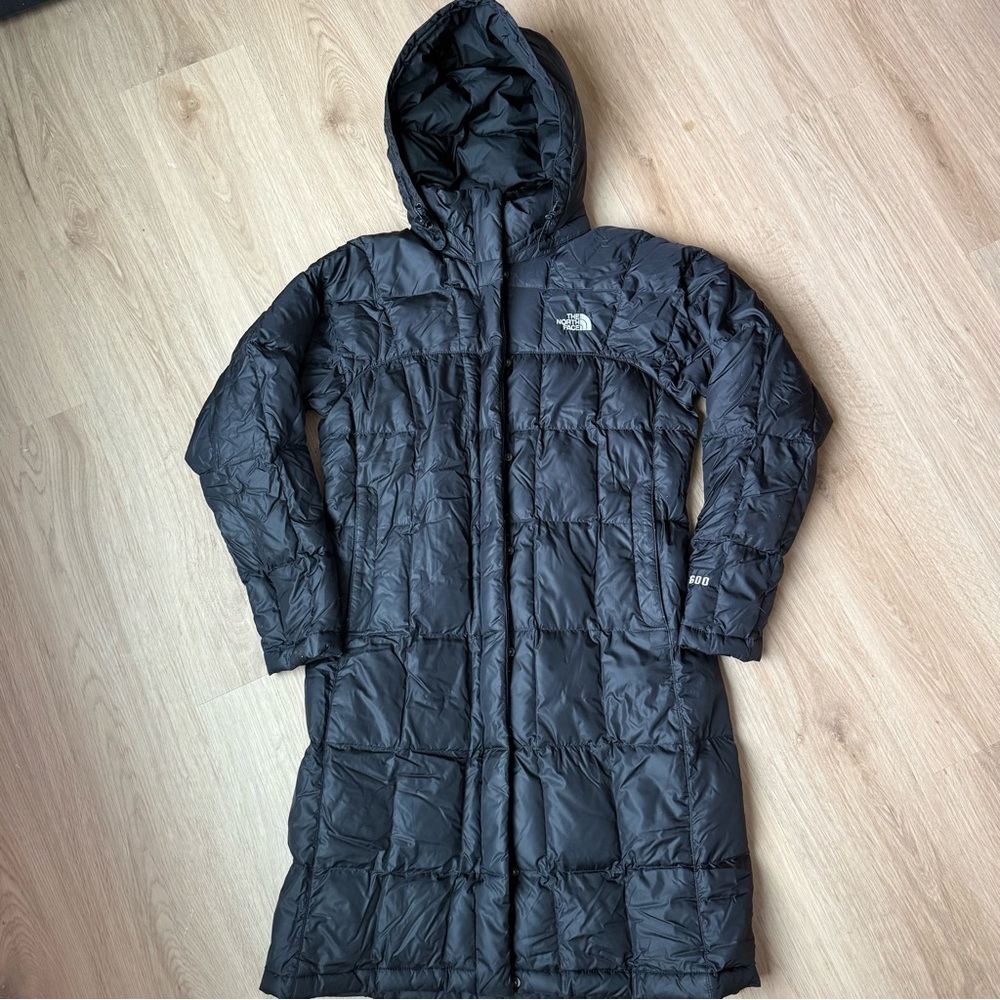North Face Metropolis 600 Down Fill Parka Jacket Quilted Hooded Sz S Black
